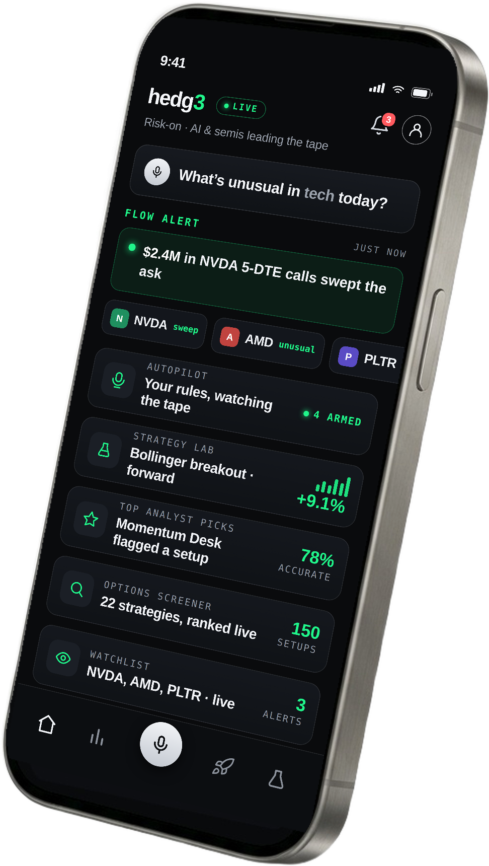 The hedg3 app